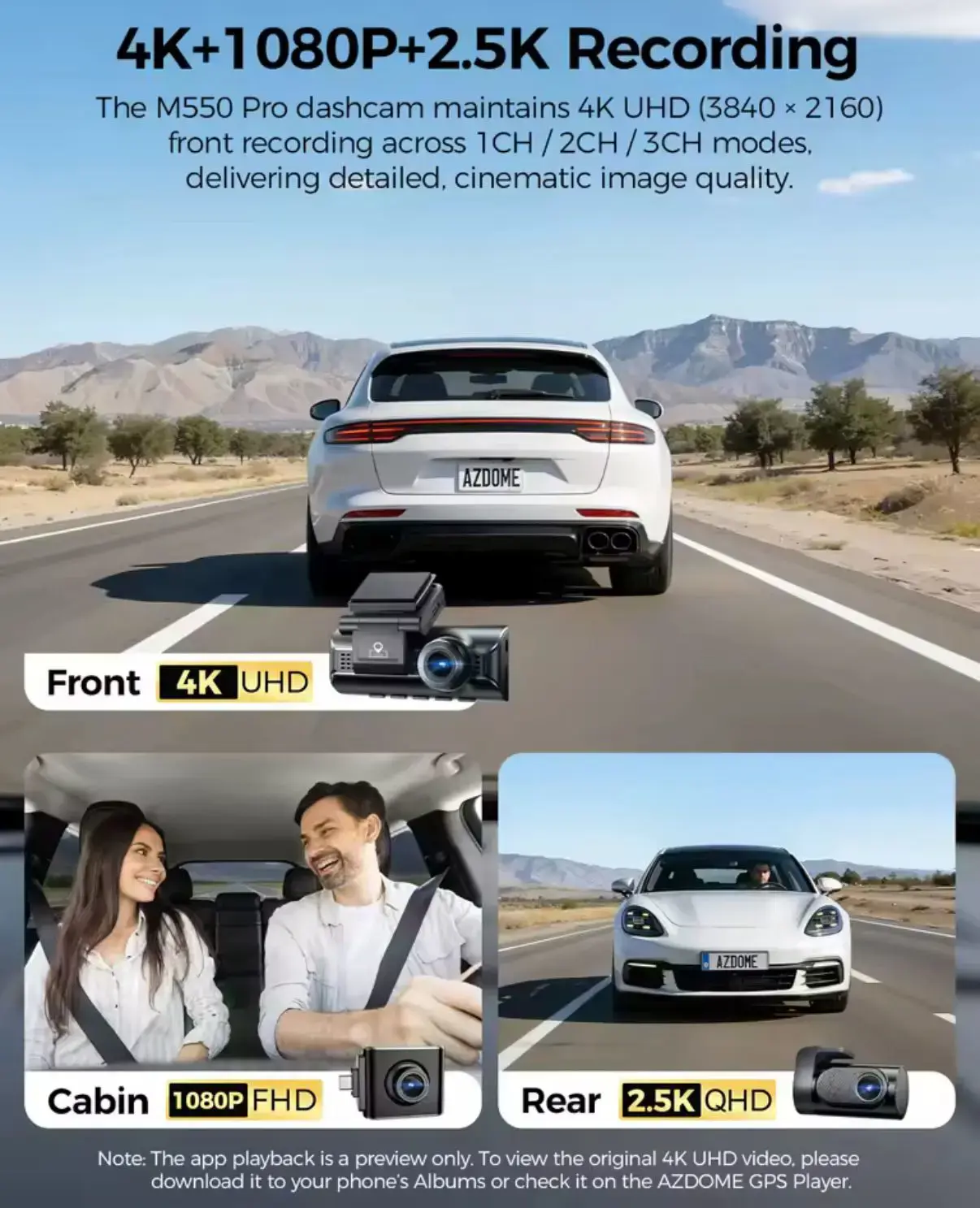 AZDOME M550 Pro (64 GB) (Ön+Arxa+Salon) Yeni