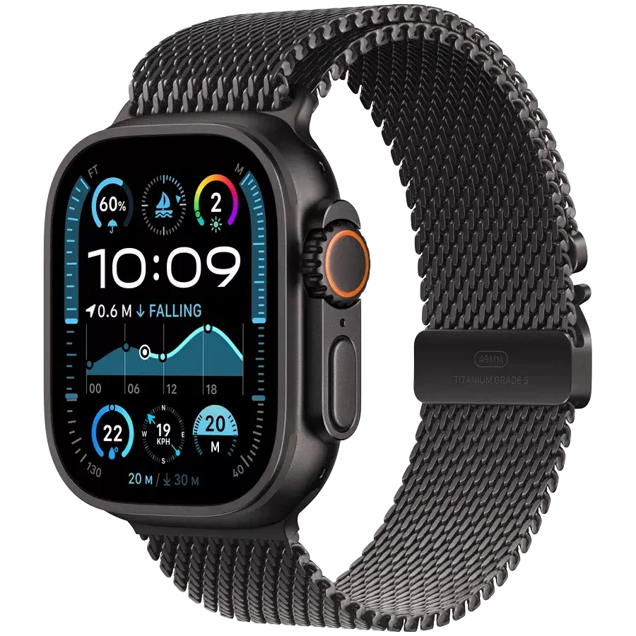 Apple Watch Ultra 2 GPS + Cellular 49mm Black Titanium Case with Black Titanium Milanese Loop
