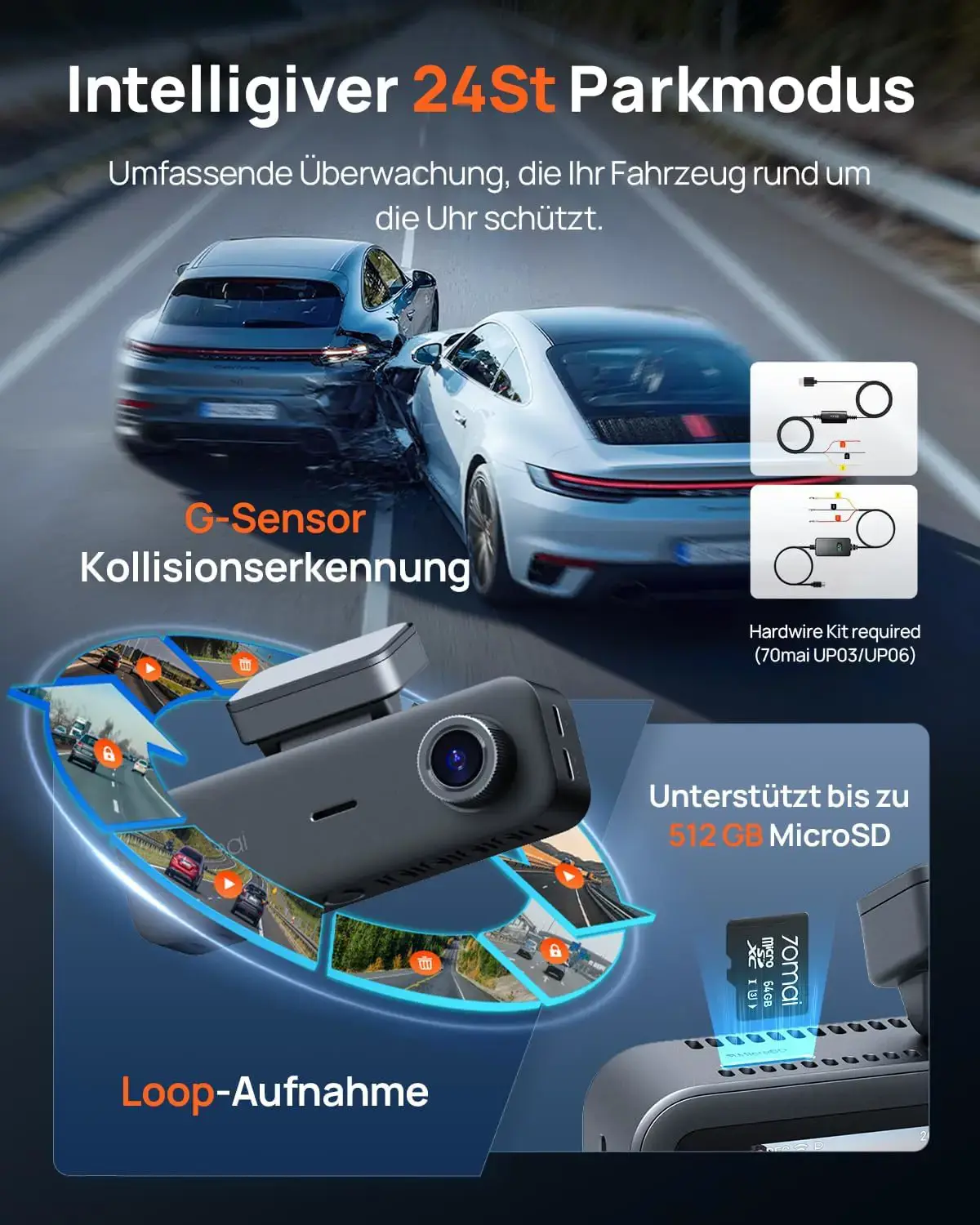 70mai T800E 3 kamera 4K