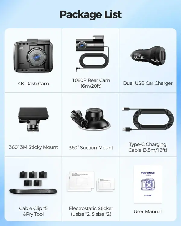 AZDOME GS63 Pro 2CH Dash Cam 4K