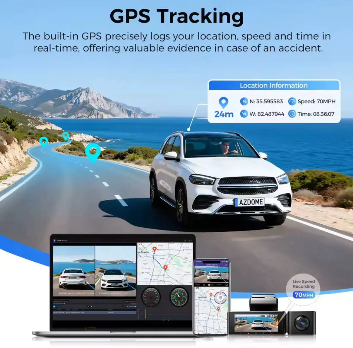 AZDOME M550 Pro (64 GB) (Ön+Arxa+Salon) Yeni