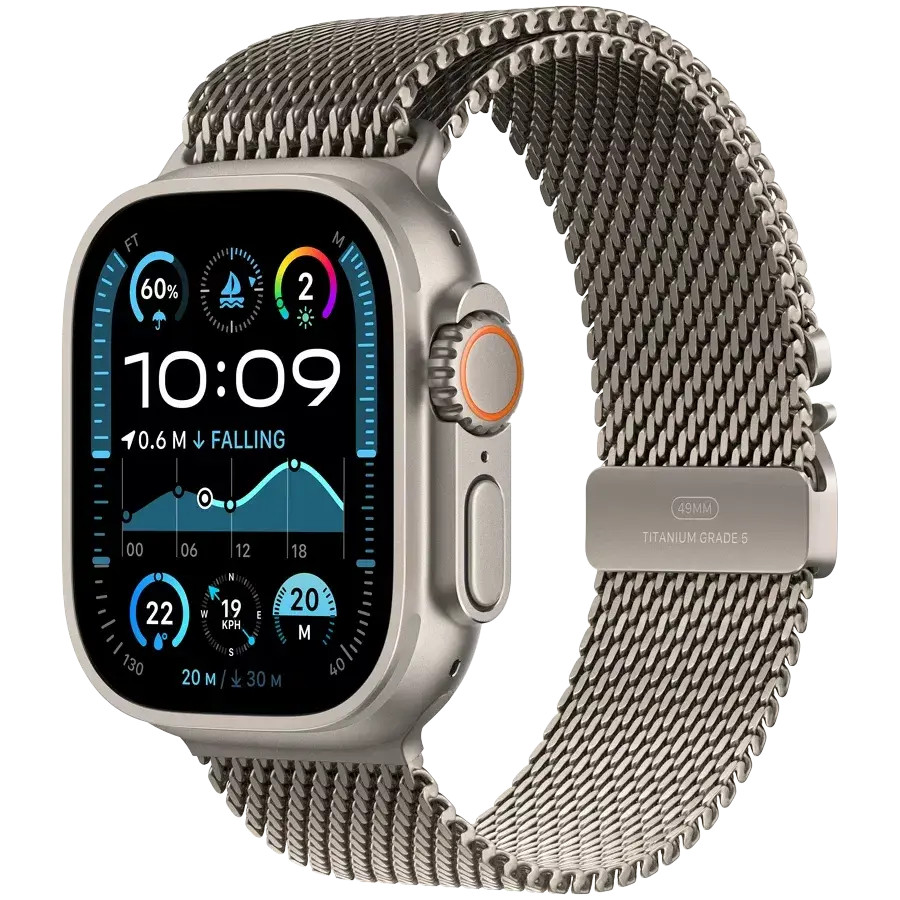 Apple Watch Ultra 2 GPS + Cellular 49mm Natural Titanium Case with Natural Titanium Milanese Loop