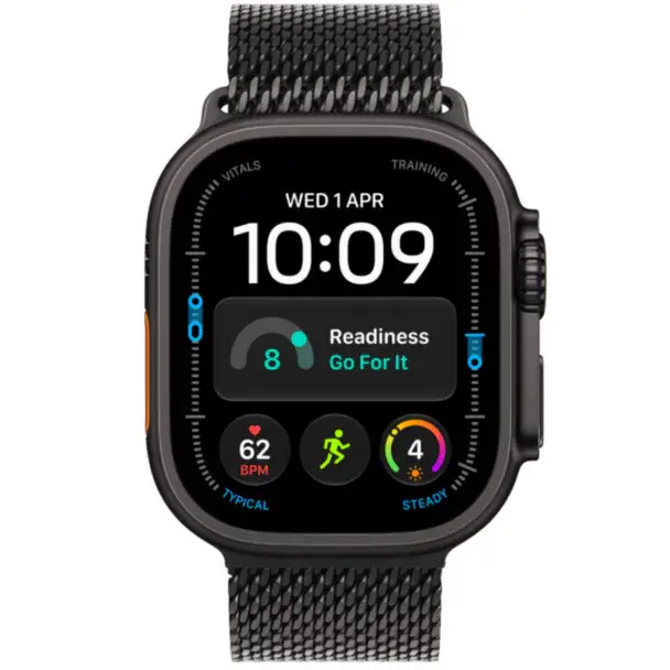 Apple Watch Ultra 4 GPS + Cellular, Black Titanium Milanese Loop, L, 49mm, Black