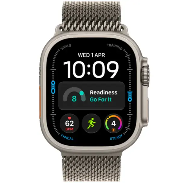 Apple Watch Ultra 4 GPS + Cellular, Natural Titanium Milanese Loop, L, 49mm, Natural