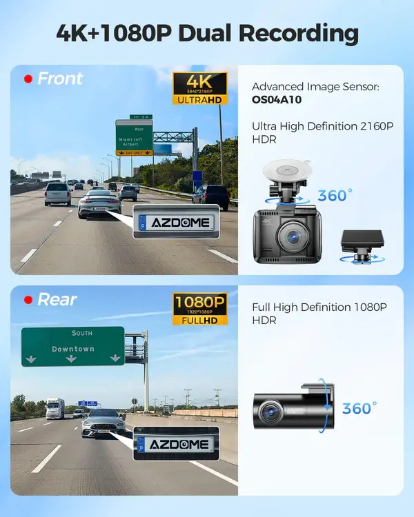 AZDOME GS63 Pro 2CH Dash Cam 4K